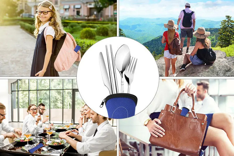 Stainless Steel Tableware Bag – Portable Zipper Cutlery Case