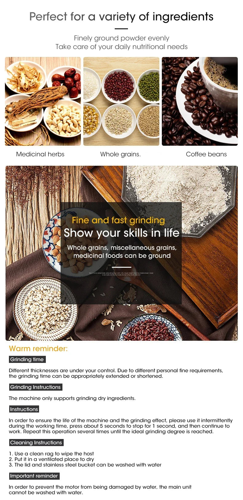 Mini Electric Grinder – 300ml Coffee, Spice & Baby Food Pulverizer