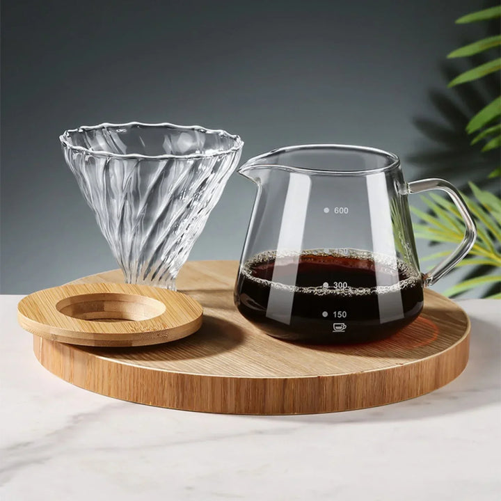 600ml Pour Over Coffee Maker Set – Glass Carafe & Filter
