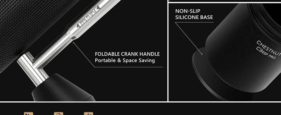 Chestnut C3S/C3ESP Pro Manual Coffee Grinder – Foldable Hand Burr