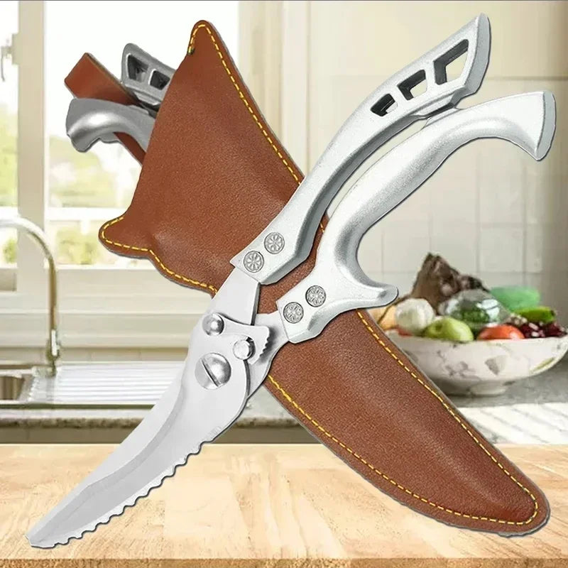 Laser Damascus Kitchen Knife Set – Cleaver, Boning & Scissors