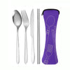 4-Piece Stainless Steel Portable Cutlery Set – Knife, Fork, Spoon & Chopsticks