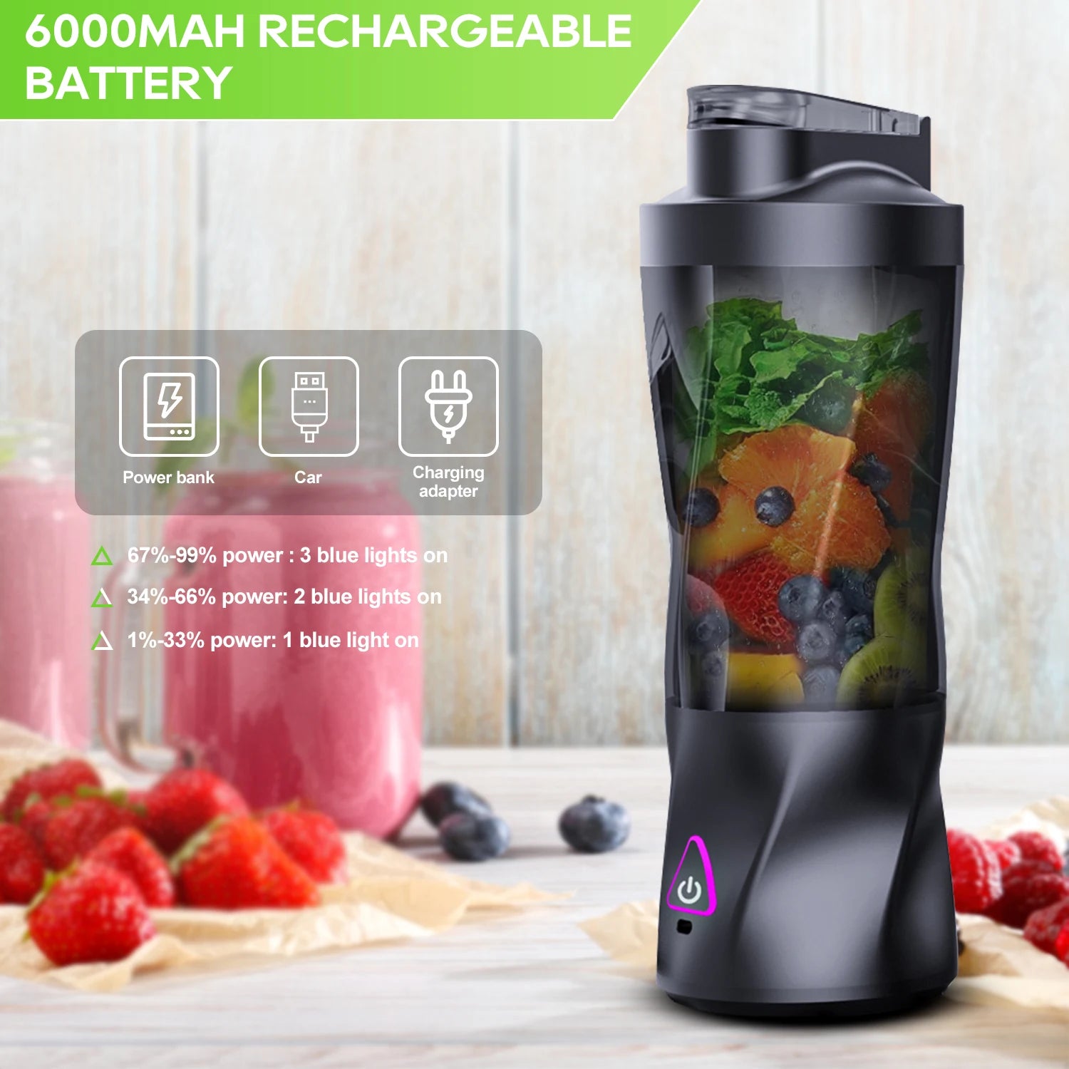 700ml Electric Portable Juicer – USB Rechargeable Smoothie Blender