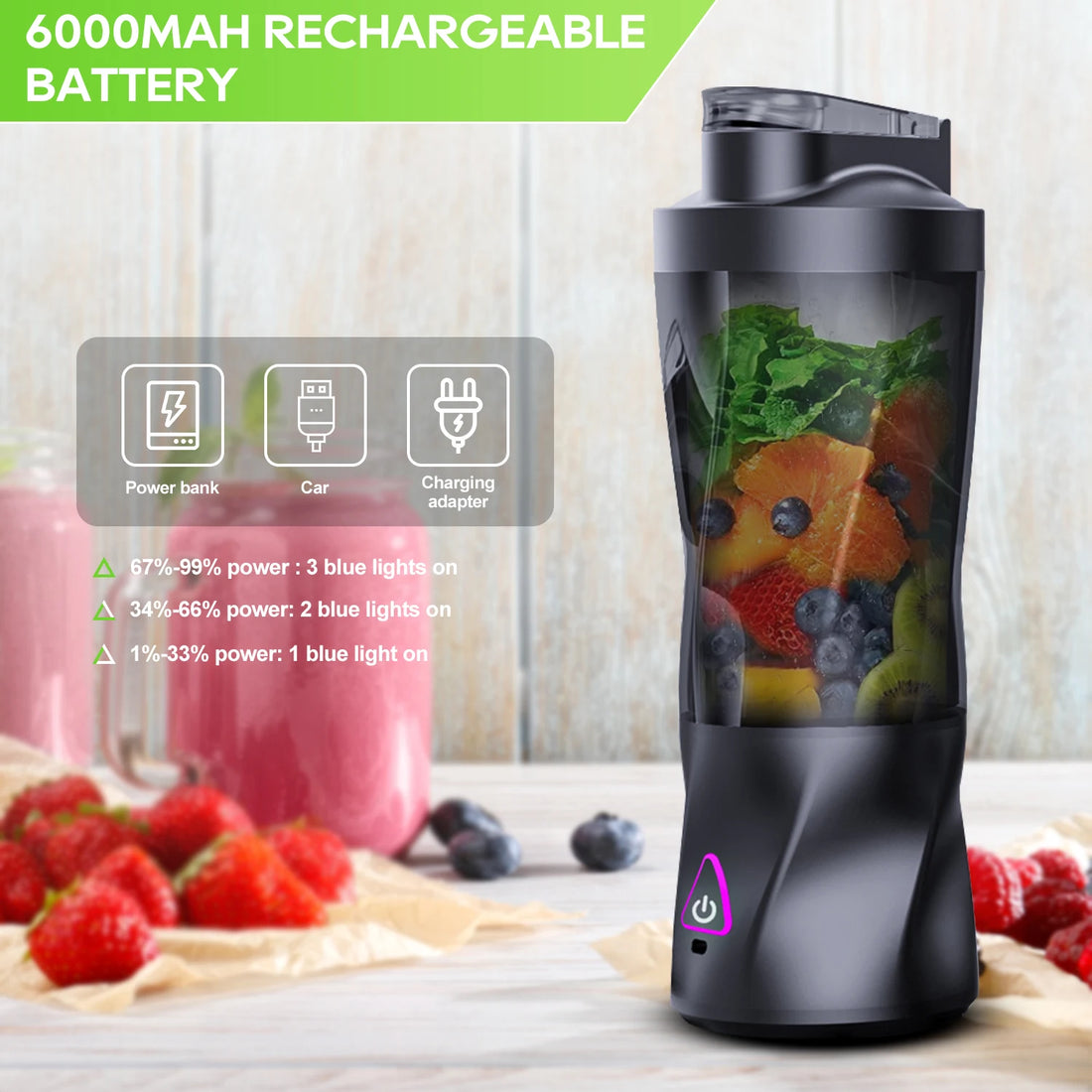 700ml Electric Portable Juicer – USB Rechargeable Smoothie Blender