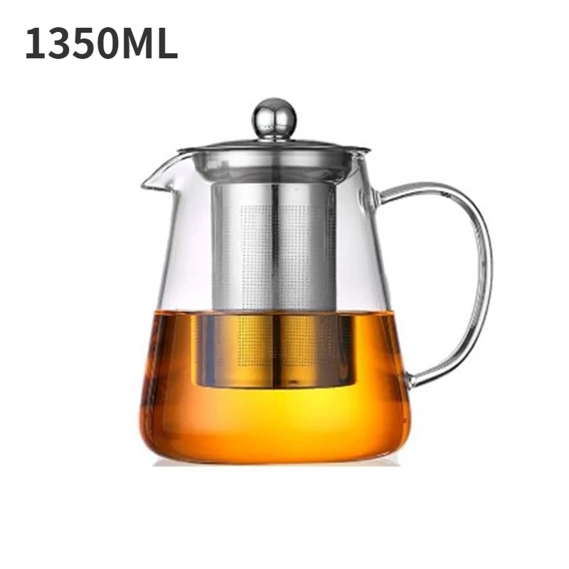 Heat-Resistant Glass Teapot – Stainless Steel Infuser for Tea