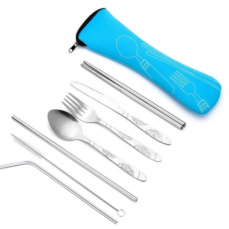 Stainless Steel Tableware Bag – Portable Zipper Cutlery Case