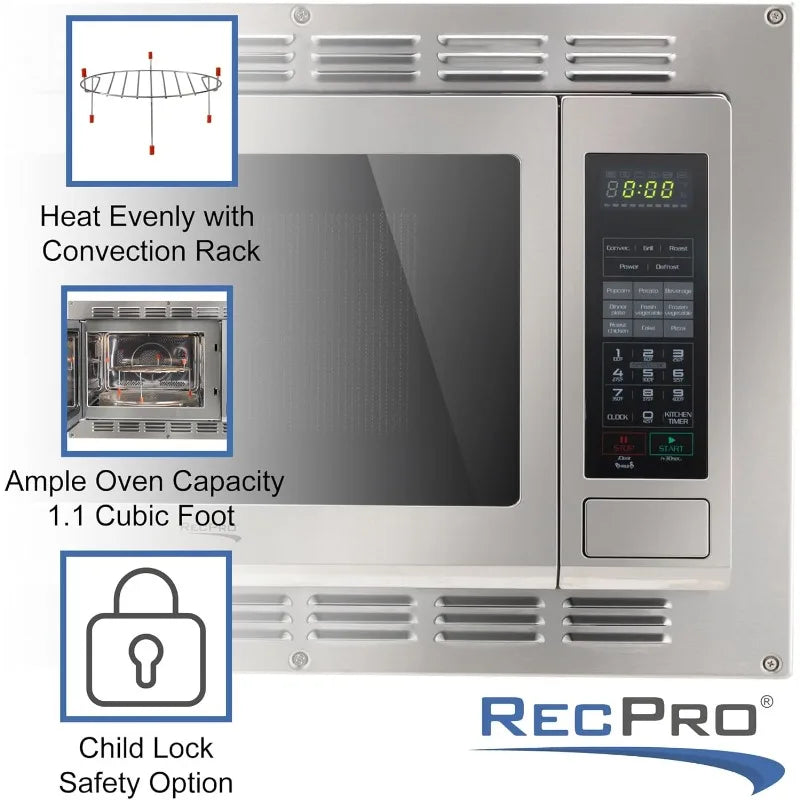 RecPro RV Convection Microwave – 1.1 Cu. Ft. Stainless Steel