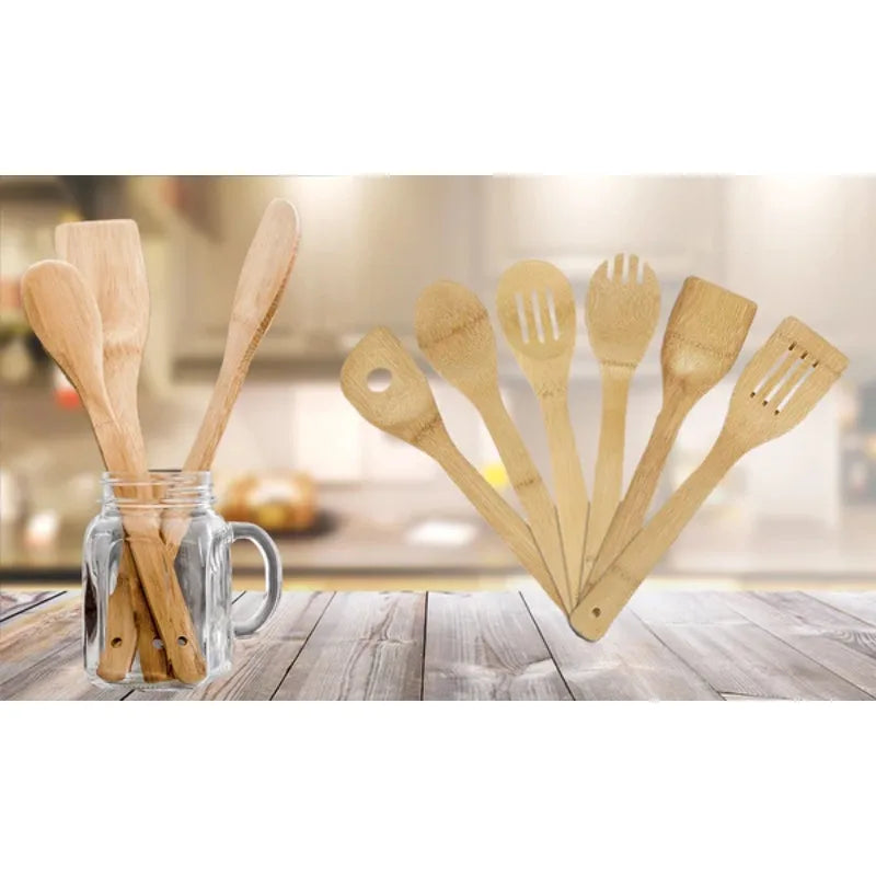 Bamboo Kitchen Utensil Set with Holder