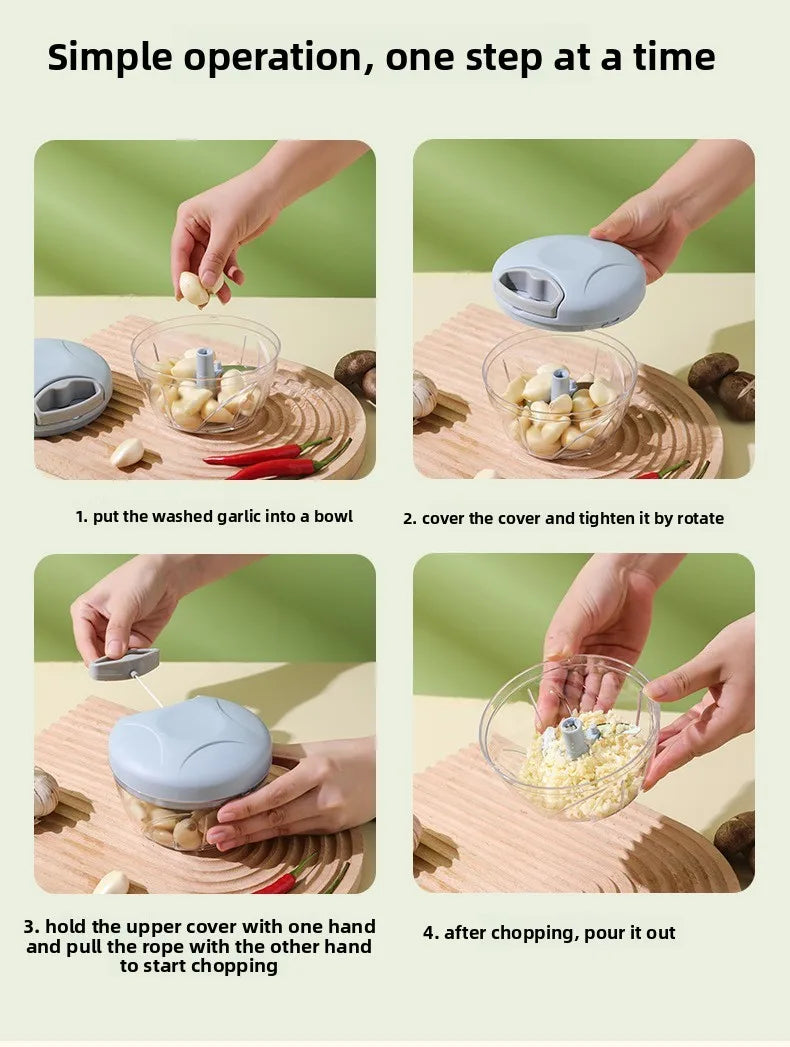 Manual Garlic Chopper & Vegetable Cutter – 900ML Food Processor