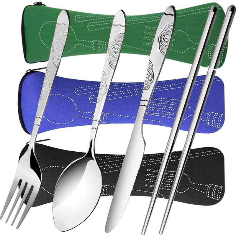 Stainless Steel Tableware Bag – Portable Zipper Cutlery Case