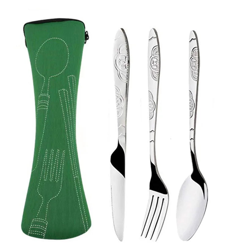 Stainless Steel Tableware Bag – Portable Zipper Cutlery Case