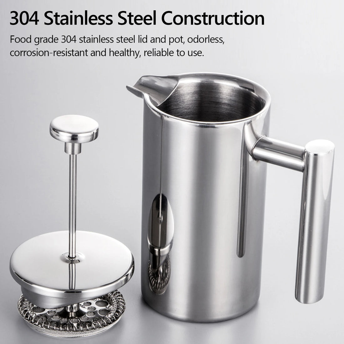 French Press Coffee Maker – Stainless Steel Double-Walled, 350/800/1000ml