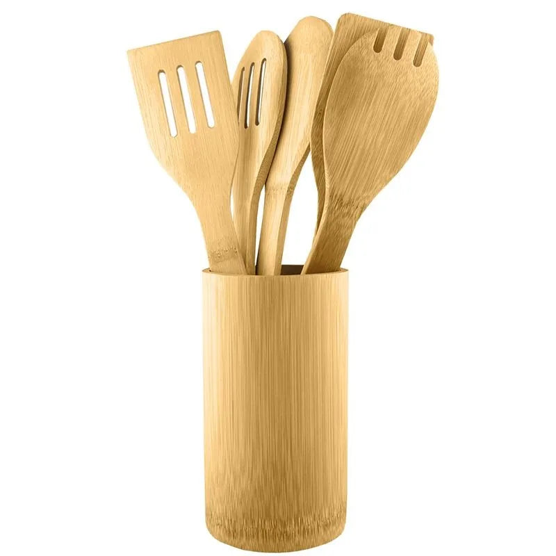Bamboo Kitchen Utensil Set with Holder