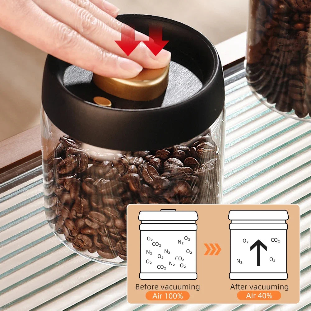 Vacuum Sealed Glass Jar – Coffee, Tea & Food Storage