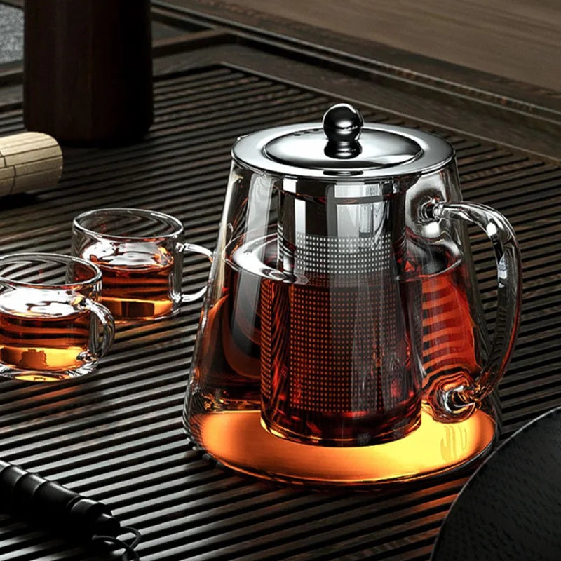 Heat-Resistant Glass Teapot – Stainless Steel Infuser for Tea
