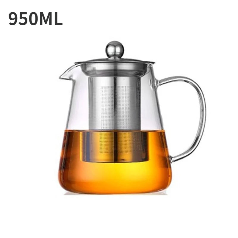 Heat-Resistant Glass Teapot – Stainless Steel Infuser for Tea
