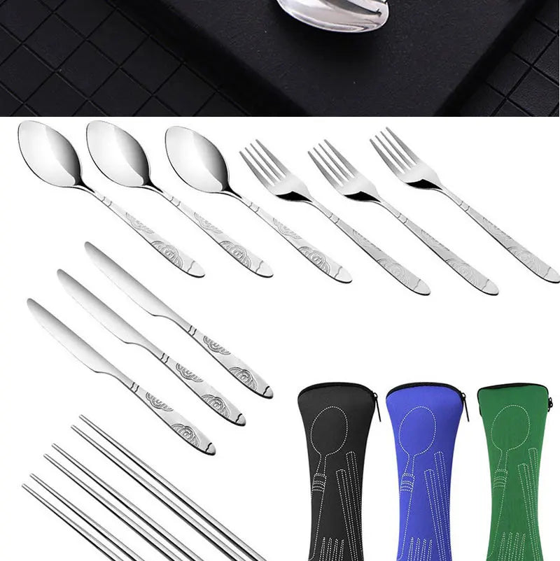 Stainless Steel Tableware Bag – Portable Zipper Cutlery Case