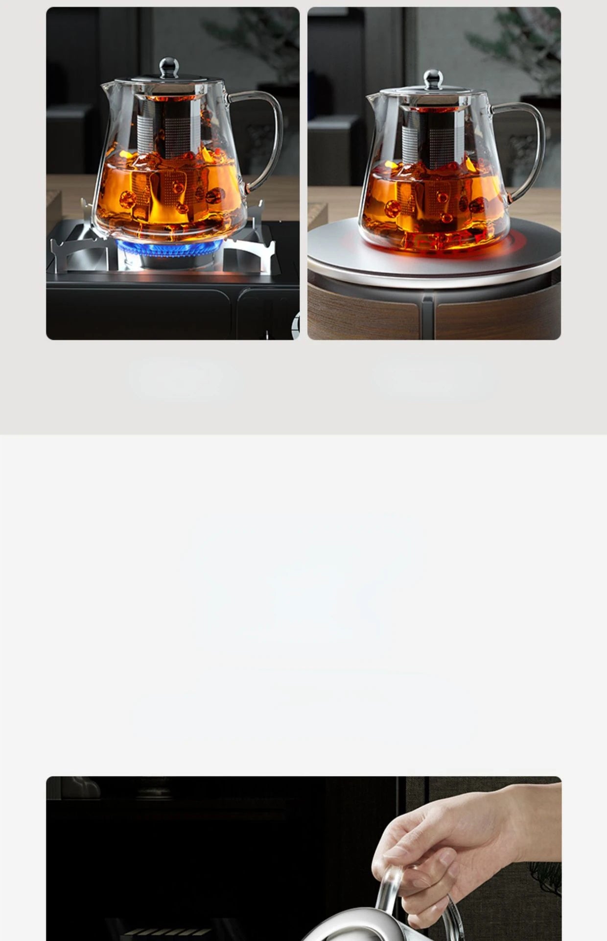 Heat-Resistant Glass Teapot – Stainless Steel Infuser for Tea