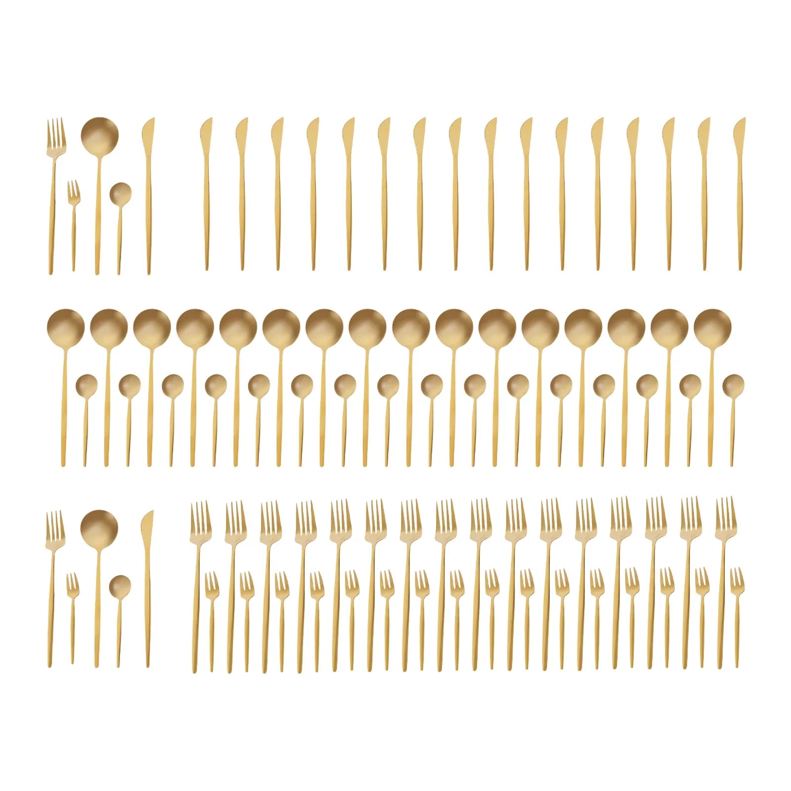 90-Piece Golden Cutlery Set – Service for 18, Stainless Steel Flatware
