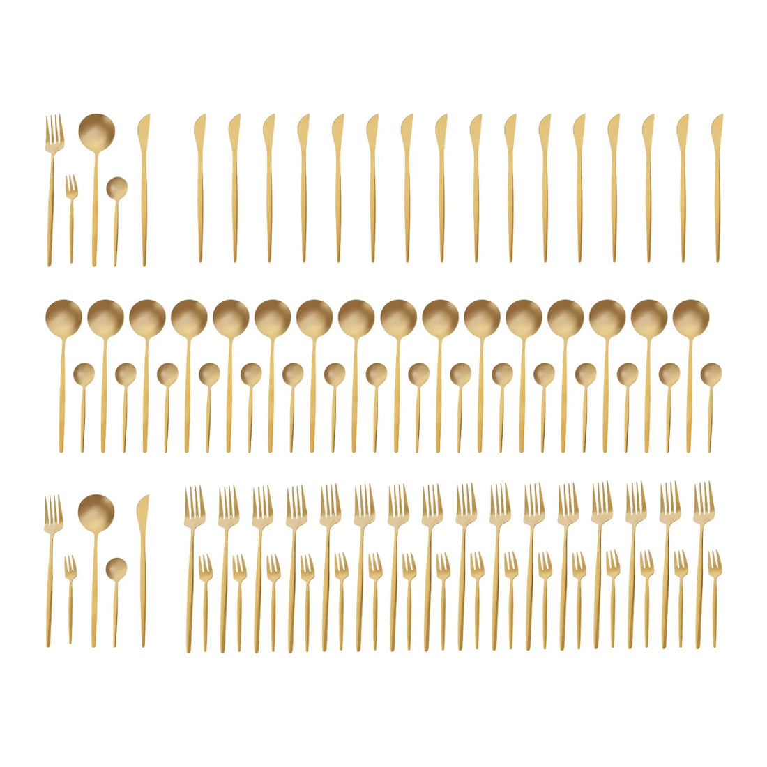 90-Piece Golden Cutlery Set – Service for 18, Stainless Steel Flatware
