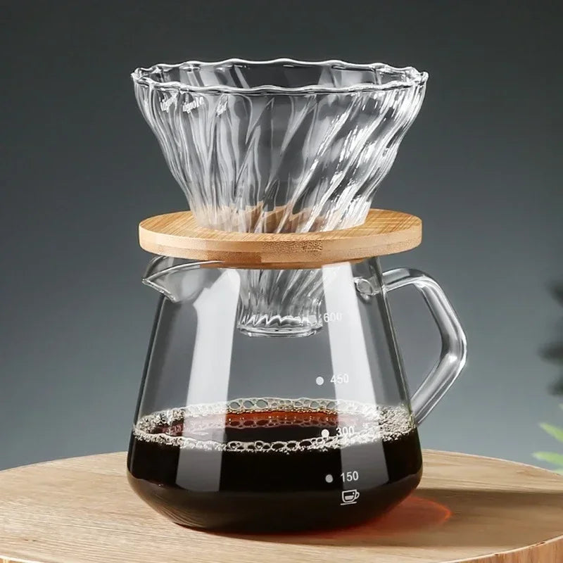 600ml Pour Over Coffee Maker Set – Glass Carafe & Filter