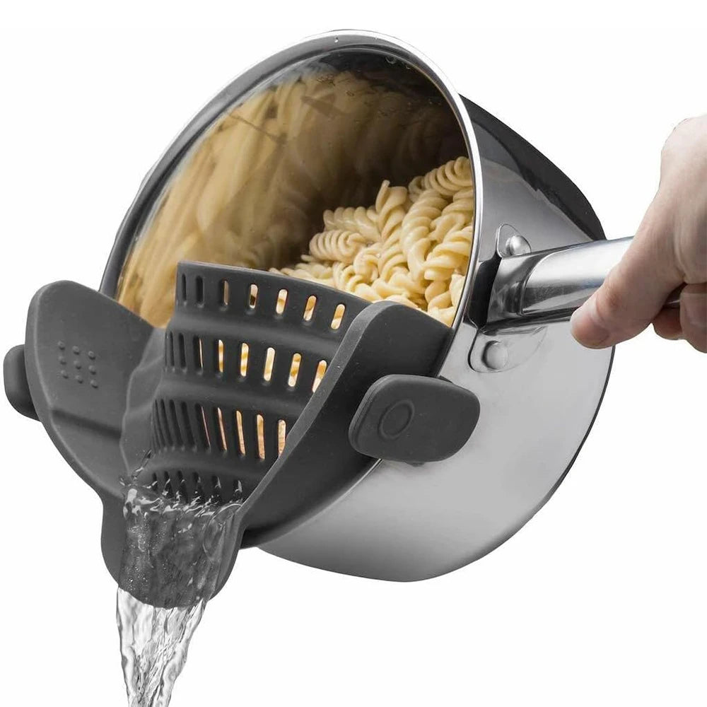 Silicone Clip-On Kitchen Strainer – Pots, Pans & Colanders