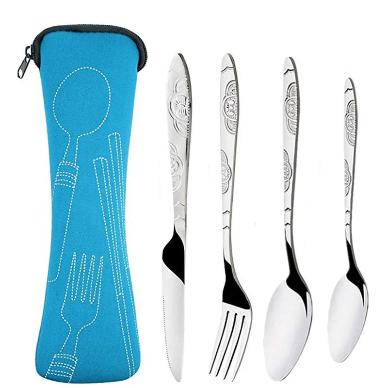 Stainless Steel Tableware Bag – Portable Zipper Cutlery Case