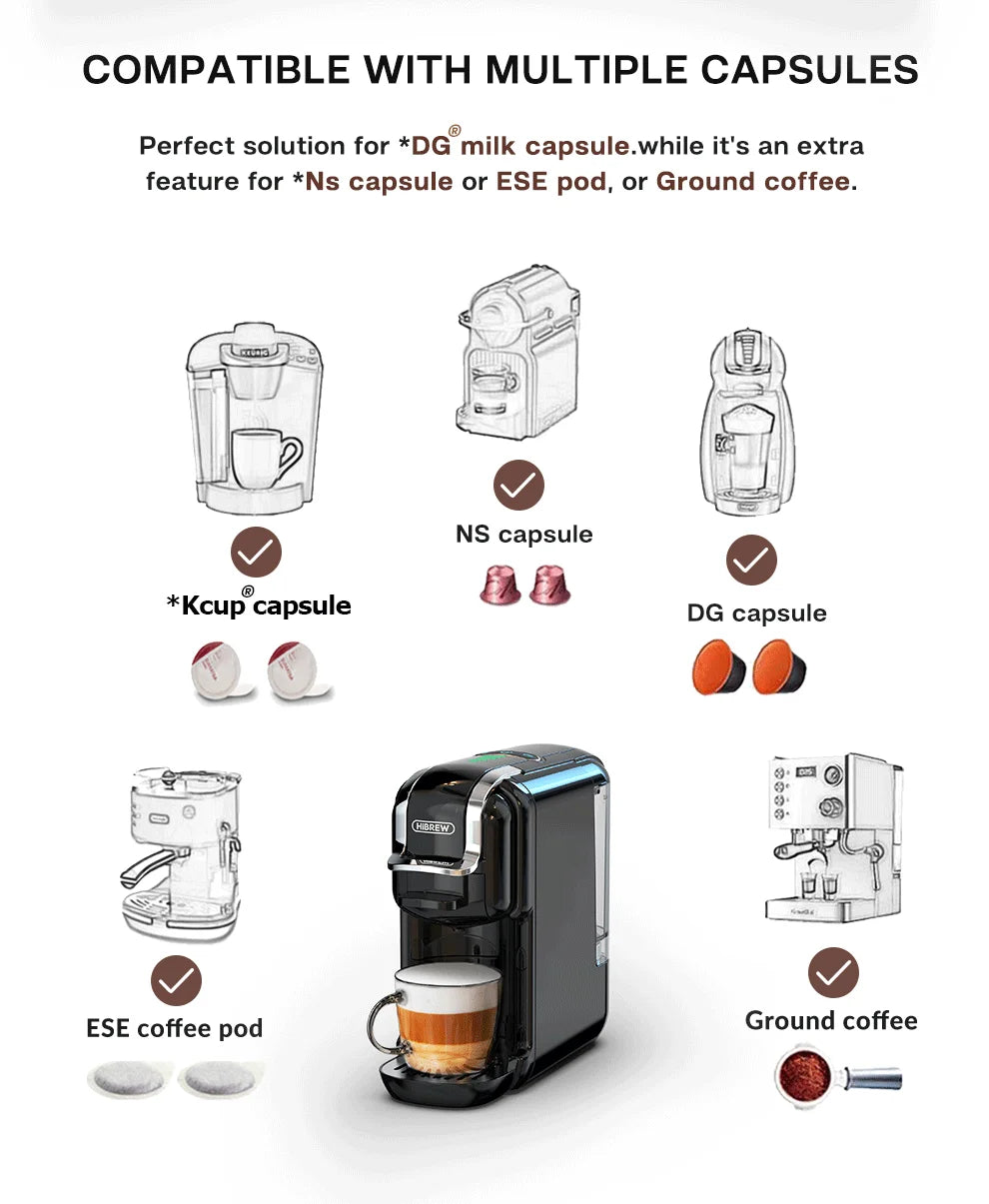 5-in-1 Capsule Coffee Machine – Hot & Cold Coffee, Cappuccino