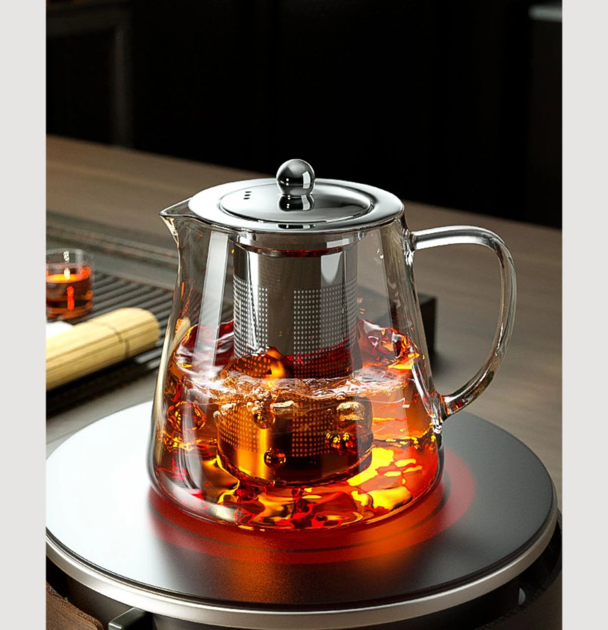 Heat-Resistant Glass Teapot – Stainless Steel Infuser for Tea